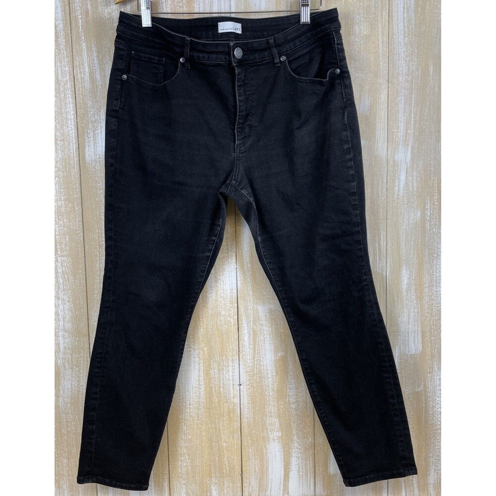 Ann Taylor Loft Jeans Size 33 16 Petite Black Curvy High Waist Skinny